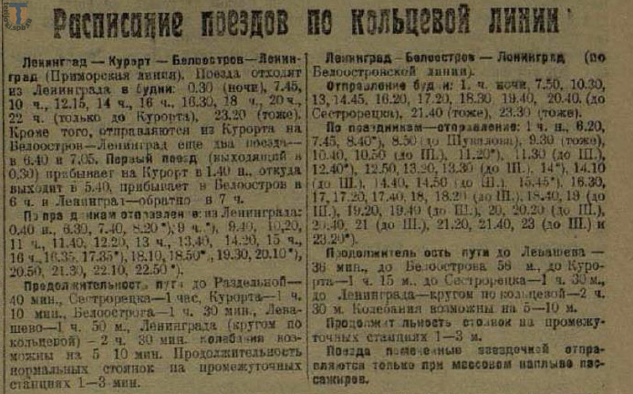 К истории «соединительной» ветки Белоостров – Курорт